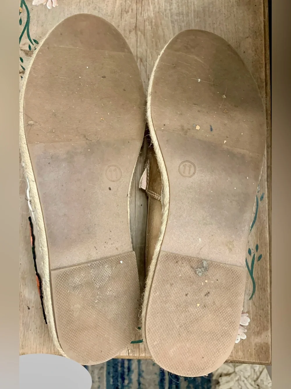a new day Gold Espadrille Slip-Ons with Pink Floral Applique